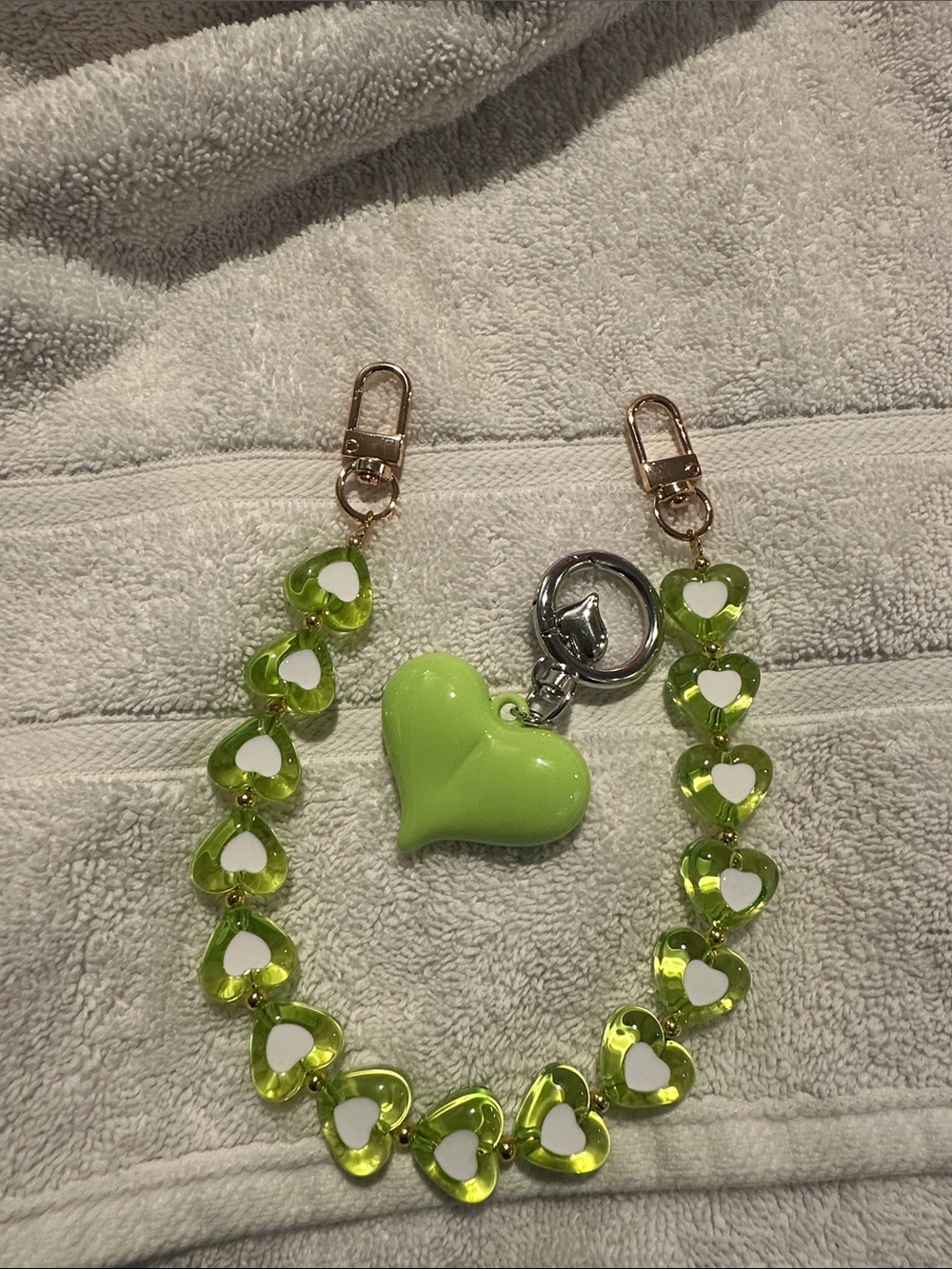 Green Heart Charm Strap Keychain - Unbranded